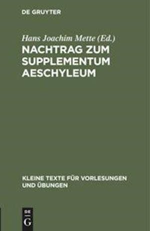 Nachtrag zum Supplementum Aeschyleum