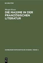 Die Maxime in Der Französischen Literatur