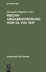 Reichsabgabenordnung vom 22. Mai 1931