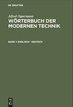 Wörterbuch Der Modernen Technik, Band 1, Englisch - Deutsch