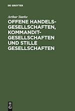 Offene Handelsgesellschaften, Kommanditgesellschaften und stille Gesellschaften