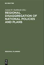Regional disaggregation of national policies and plans