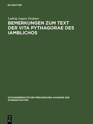 Bemerkungen zum Text der Vita Pythagorae des Iamblichos