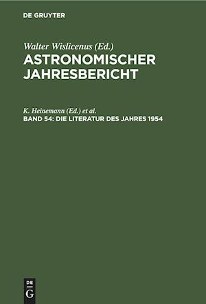 Die Literatur Des Jahres 1954