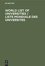 World List of Universities /Liste Mondiale des Universites