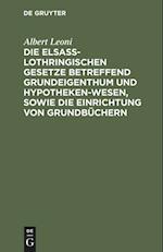 Die Elsaß-Lothringischen Gesetze betreffend Grundeigenthum und Hypothekenwesen, sowie die Einrichtung von Grundbüchern