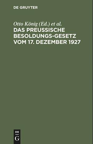 Das preußische Besoldungsgesetz vom 17. Dezember 1927
