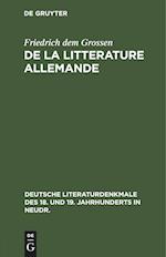 de la Litterature Allemande