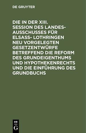 Die in der XIII. Session des Landesausschusses fu¨r Elsaß- Lothringen neu vorgelegten Gesetzentwürfe betreffend die Reform des Grundeigenthums und Hypothekenrechts und die Einführung des Grundbuchs