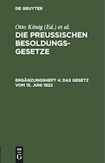 Die Preußischen Besoldungsgesetze, Ergänzungsheft 4, Das Gesetz vom 15. Juni 1922