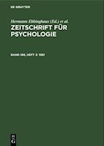 Zeitschrift für Psychologie, Band 189, Heft 3, Zeitschrift für Psychologie (1981)