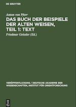 Das Buch der Beispiele der alten Weisen, Teil 1: Text