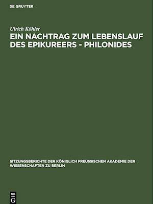 Ein Nachtrag zum Lebenslauf des Epikureers - Philonides