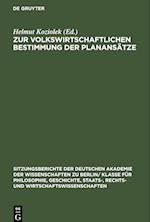 Zur volkswirtschaftlichen Bestimmung der Planansätze