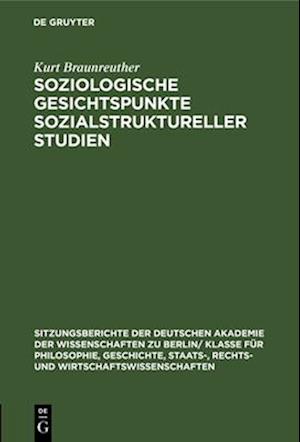 Soziologische Gesichtspunkte sozialstruktureller Studien