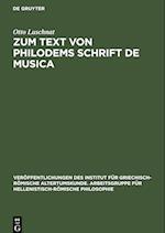 Zum Text von Philodems Schrift De Musica