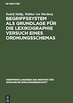 Begriffssystem als Grundlage für die Lexikographie Versuch eines Ordnungsschemas