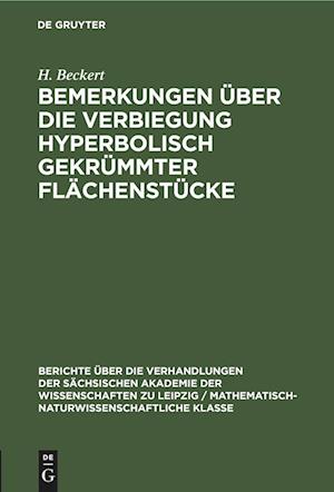 Bemerkungen über die Verbiegung hyperbolisch gekrümmter Flächenstücke