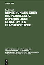 Bemerkungen über die Verbiegung hyperbolisch gekrümmter Flächenstücke