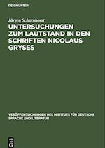 Untersuchungen zum Lautstand in den Schriften Nicolaus Gryses