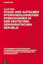 Stand Und Aufgaben Hydrogeologischer Forschungen in Der Deutschen Demokratischen Republik