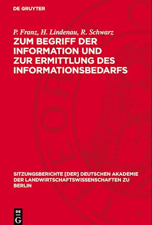 Zum Begriff Der Information Und Zur Ermittlung Des Informationsbedarfs