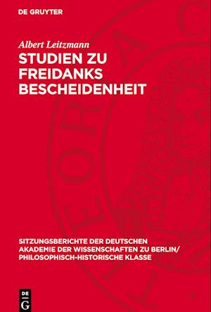 Studien Zu Freidanks Bescheidenheit