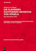 Die Spruchsammlung des Gottinger Cod. Philos. 21, Teil 3: Lesarten