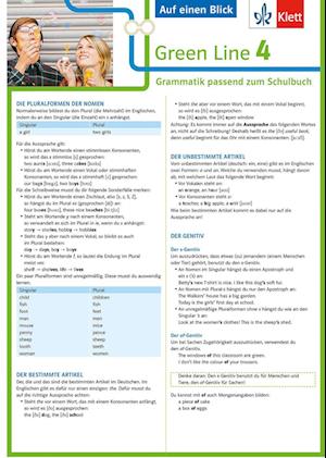 Green Line 4. Auf einen Blick. G8. Klasse 8. Grammatik passend zum Schulbuch - Klappkarte (6 Seiten)