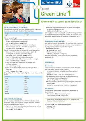 Green Line 1 Bayern Klasse 5 - Auf einen Blick. Grammatik passend zum Schulbuch - Klappkarte (6 Seiten)