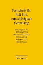 Festschrift Fur Rolf Birk Zum Siebzigsten Geburtstag