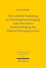 Die rechtliche Bedeutung der Patentregistereintragung unter besonderer Berücksichtigung des Patentverletzungsprozesses