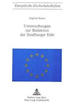 Untersuchungen Zur Redaktion Der Strassburger Eide