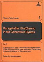 Kurzgefasste Einfuehrung in Die Generative Syntax