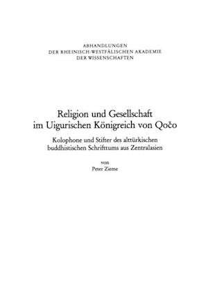 Religion und Gesellschaft im Uigurischen Königreich von Qoco