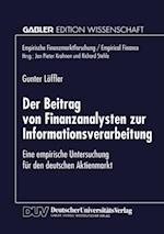 Der Beitrag von Finanzanalysten zur Informationsverarbeitung