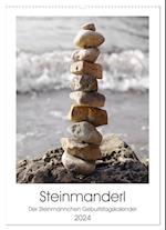 Steinmanderl - Der Steinmännchen Geburtstagskalender (Wandkalender 2024 DIN A2 hoch), CALVENDO Monatskalender