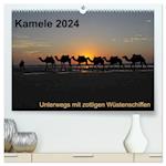 Kamele 2024 - Unterwegs mit zottigen Wüstenschiffen (hochwertiger Premium Wandkalender 2024 DIN A2 quer), Kunstdruck in Hochglanz