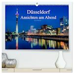 Düsseldorf - Ansichten am Abend (hochwertiger Premium Wandkalender 2024 DIN A2 quer), Kunstdruck in Hochglanz