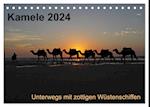 Kamele 2024 - Unterwegs mit zottigen Wüstenschiffen (Tischkalender 2024 DIN A5 quer), CALVENDO Monatskalender