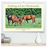 Frühling auf der Pferdeweide (hochwertiger Premium Wandkalender 2024 DIN A2 quer), Kunstdruck in Hochglanz