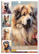 Große Hunde. Schöne Aquarelle von tollen Tieren (Wandkalender 2024 DIN A4 hoch), CALVENDO Monatskalender