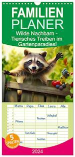 Familienplaner 2024 - Wilde Nachbarn - Tierisches Treiben im Gartenparadies! mit 5 Spalten (Wandkalender, 21 x 45 cm) CALVENDO
