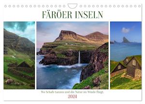 Färöer Inseln - Wo Schafe tanzen und die Natur im Winde fliegt (Wandkalender 2024 DIN A4 quer), CALVENDO Monatskalender