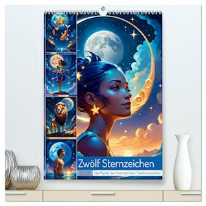 Zwölf Sternzeichen (hochwertiger Premium Wandkalender 2025 DIN A2 hoch), Kunstdruck in Hochglanz