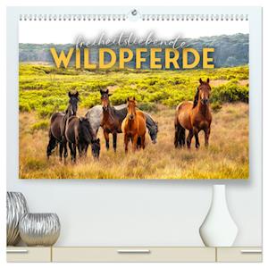 Freiheitsliebende Wildpferde (hochwertiger Premium Wandkalender 2025 DIN A2 quer), Kunstdruck in Hochglanz