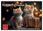 Katzen Freunde (Wandkalender 2025 DIN A2 quer), CALVENDO Monatskalender
