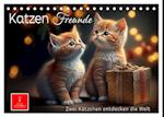 Katzen Freunde (Tischkalender 2025 DIN A5 quer), CALVENDO Monatskalender