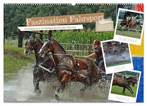 Faszination Fahrsport - Zweispänner im Galopp durch den Parcour (Wandkalender 2025 DIN A2 quer), CALVENDO Monatskalender