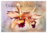 Orchideen im Retro-Stil (Wandkalender 2025 DIN A2 quer), CALVENDO Monatskalender